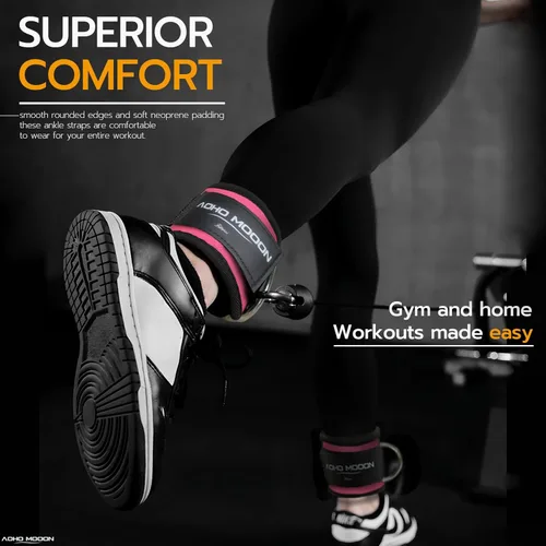 Miniatura 48 de AOHO MOOON Correas de tobillo ajustables y cómodas para máquinas de cable para mujeres, correa de pierna para gimnasio, tobillera para glúteos, Azul