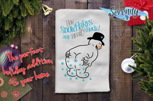 Miniatura 3 de Decoración navideña Toallas de cocina y baño How Snowflakes Are Made, muñeco de nieve Novedad de invierno de Navidad Toalla color blanco