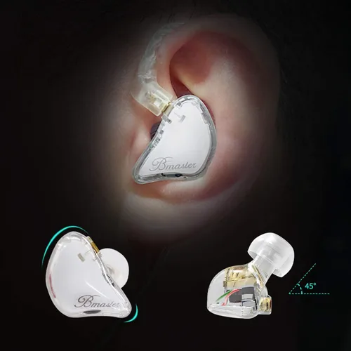 Miniatura 2 de BASN Bmaster Auriculares de Monitor Intrauditivo de Tres Controladores con Dos Cables Desmontables Adecuados para Ingeniero de Audio, Músico (Blanco)
