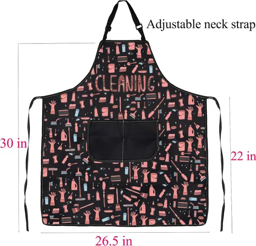 Miniatura 2 de FUSTMW Delantal con bolsillos, regalo de limpieza de casa, talla única, multicolor, moda, mujer (uso profesional y doméstico)