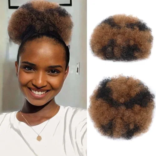 Miniatura 9 de Extensión de cabello de cola de caballo afro azul con cordón para mujeres negras, cola de caballo afro corta sintética para cabello natural, clip