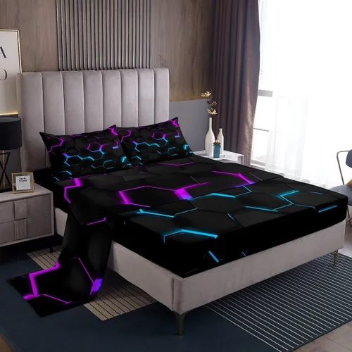 Miniatura 28 de Manfei Juego de sábanas de baloncesto para niños, tamaño individual, juego de ropa de cama temática deportiva para decoración de habitación de niños
