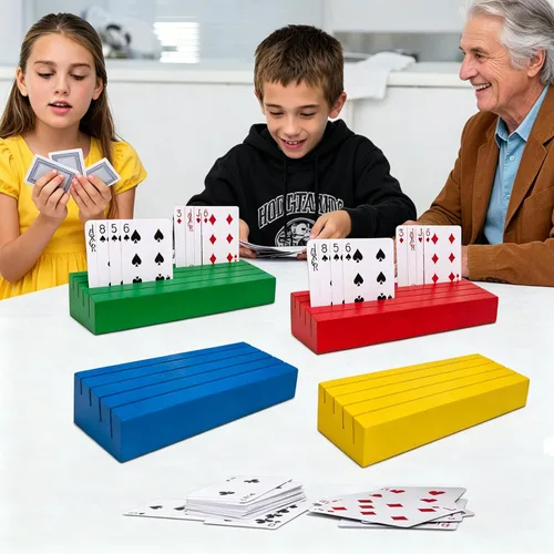 Miniatura 3 de Portatarjetas de madera para naipes, soporte de madera para naipes para niños, soporte para cestas para adultos mayores, coronas de mazo de cartas