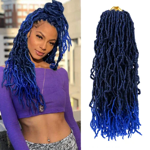 Miniatura 27 de Umylar - Paquetes de 7 rastas sintéticas de ganchillo de 24 pulgadas / 61 cm., extensiones de rastas suaves de diosa, cabello sintético de ganchillo