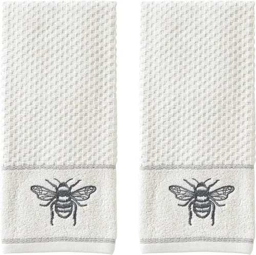 Miniatura 14 de SKL Home Bee Kind - Juego de 2 toallas de mano bordadas 100% algodón, decorativas para baño, cocina, bar y regalo, lavanda