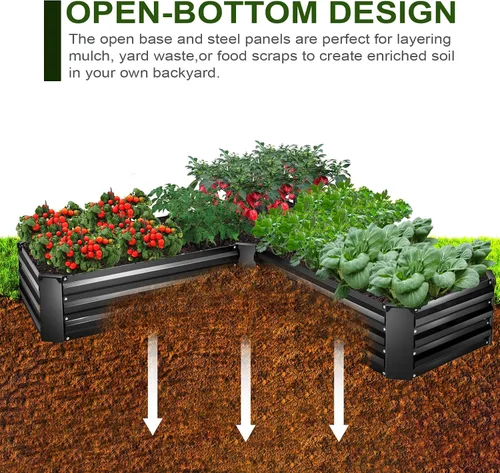 Miniatura 3 de Kit de Cama de Jardín Elevada, Macetero Galvanizado de 5x5x1 pies, Cajas de Jardín Elevado Altas para Exteriores, Camas de Jardín Elevado de Metal