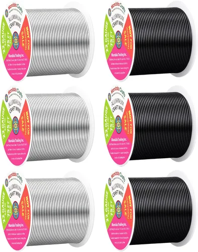 Miniatura 122 de Mandala Crafts - Alambre de aluminio anodizado de 8 calibre para hacer joyas - 9.75 m de alambre flexible negro colorido - Flexible para bonsái