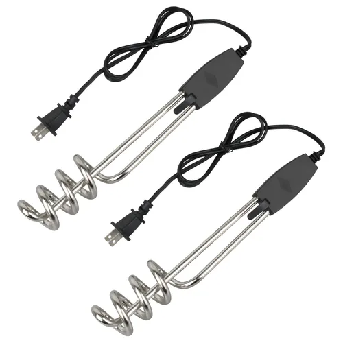 Paquete de 2 calentadores de agua eléctricos de inmersión portátiles de 1000 W 110 V para camping, piscina inflable, bañera, calentador de cubo de