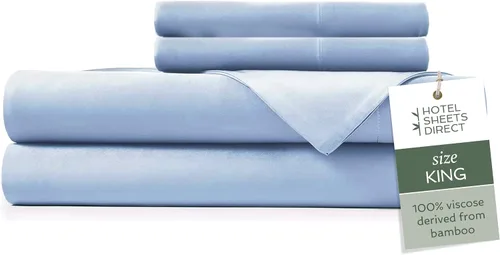 Miniatura 67 de Hotel Sheets Direct Juego de Sábanas de Cama de 4 Piezas, Tamaño California King, 100% Viscosa Derivada de Bambú, Juego de Sábanas con 2 Fundas