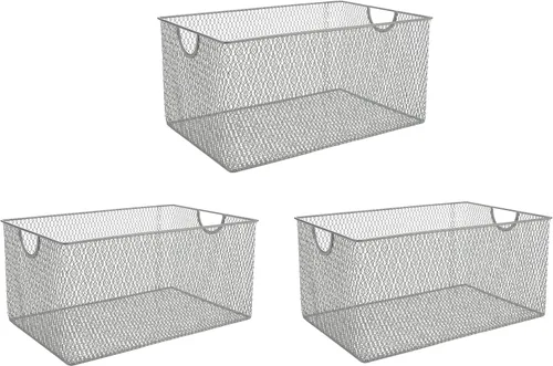 Miniatura 17 de YBM Home Organizador de despensa de cocina, cesta de alambre para estantes, armarios, despensa, encimera, cesta de almacenamiento abierta de malla