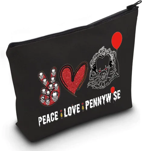 Bolsa de maquillaje cosmética de payasos para fanáticos de la película, regalo de paz, amor, película, maquillaje, cremallera, bolsa de regalo de