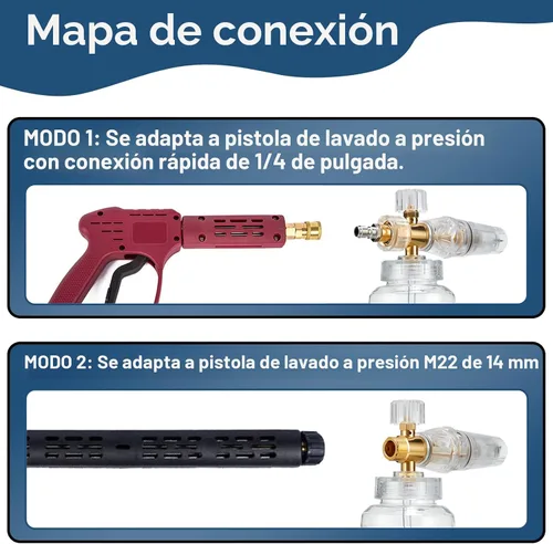 Miniatura 6 de Raincovo Cañón de espuma para lavadora a presión, cañón de espuma Snow Clear para lavado de autos, filtro de acero inoxidable, boquilla ajustable