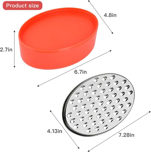 Miniatura 2 de Rallador de queso Akamino con recipiente de almacenamiento de alimentos y tapa para cocina, perfecto para parmesano duro, jengibre, verduras, Rojo
