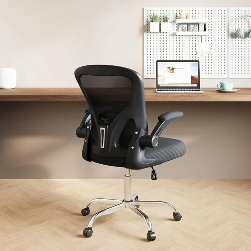 Miniatura 9 de DEVAISE Silla de oficina ergonómica para computadora con reposabrazos abatibles, cómoda malla con soporte lumbar ajustable, color blanco