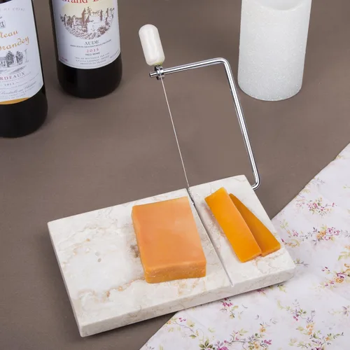 Miniatura 3 de Creative Home Cortador de mantequilla de queso de mármol champán natural, 5 pulgadas de largo x 8 pulgadas de ancho, beige