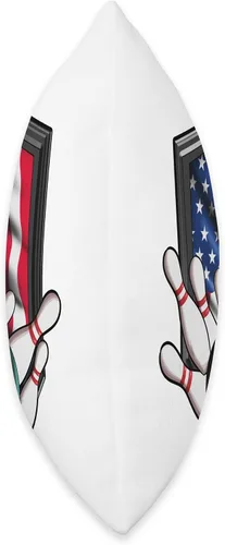 Miniatura 2 de Bowling Club Bowler Bowling Ball Skittles Holiday USA Flag America Pin - Cojín de bolos, 16 x 16 pulgadas, multicolor