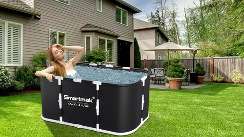 Miniatura 8 de Smartmak Bañera de hielo con tapa, bañera fría portátil XL grande para atletas, terapia y recuperación de agua fría, baños de entrenamiento