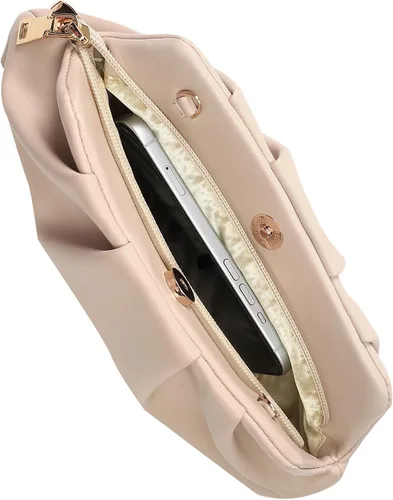 Miniatura 4 de Bolsa de noche para mujer, cartera tipo clutch con fruncidos, con cadena metálica desmontable, bolsa de hombro cruzada