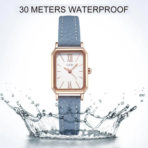 Miniatura 5 de TOOCAT Reloj de pulsera para mujer, ultrafino, elegante, simple, cuadrado, de cuarzo, con correa de cuero, 98.4 ft, impermeable, analógico