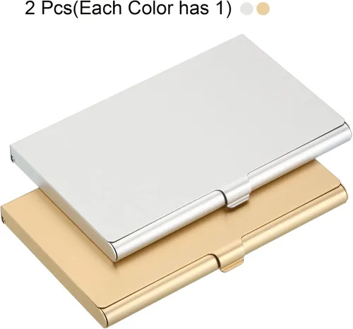 Miniatura 3 de PATIKIL Titular de la tarjeta de visita, titular de la tarjeta del metal de aluminio para la tarjeta de crédito de la tarjeta de, Dorado, plateado