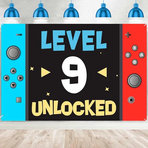 Miniatura 13 de Level 7th Unlocked Happy 7th Birthday Level Up Banner de fondo para cabina de fotos, accesorios de videojuego, decoración temática juvenil