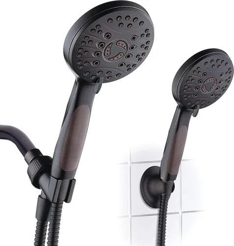 Miniatura 12 de Cabezal de ducha de mano de lujo de alta presión de 6 ajustes – Manguera de acero inoxidable extralarga de 6 pies – Chorros anti-obstrucción – Cromo