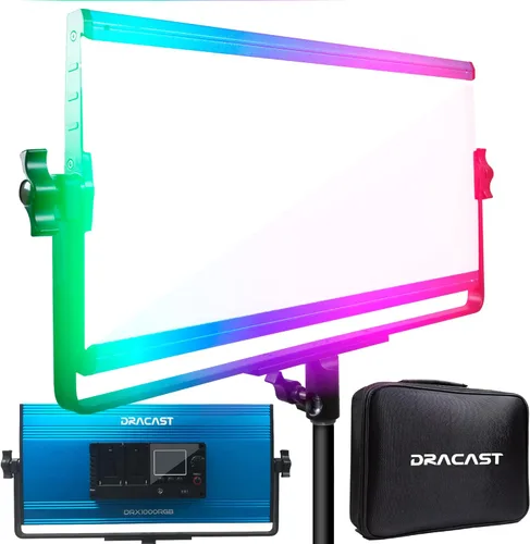 Dracast Serie X LED1000 - Luz de video LED RGB y bicolor 2800-8000K | Control de aplicación | Regulable 0-100% | CRI y TLCI 96+ | Placa de batería
