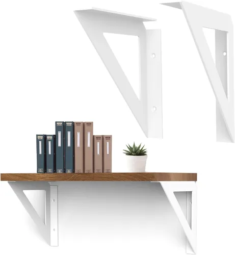 Miniatura 8 de SOGAL Soporte de estante pequeño, con 4 formas de montaje, soporte de estante montado en la pared, soportes de estante blancos de 3 x 4 pulgadas