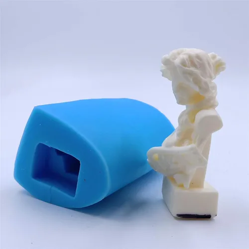 Miniatura 5 de Molde de silicona 3D con diseño de señora bonita para velas hechas a mano, moldes de cera decorada, moldes para derretimientos, resina epoxi, aroma