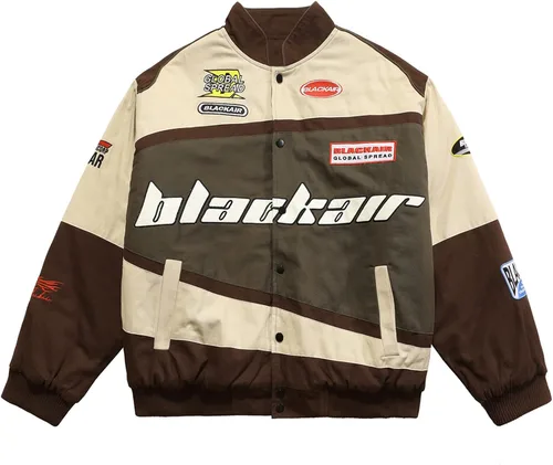 Aelfric Eden Chaqueta de motocicleta para hombre, chaqueta de béisbol Blackair Moto Varsity para mujer, abrigos vintage