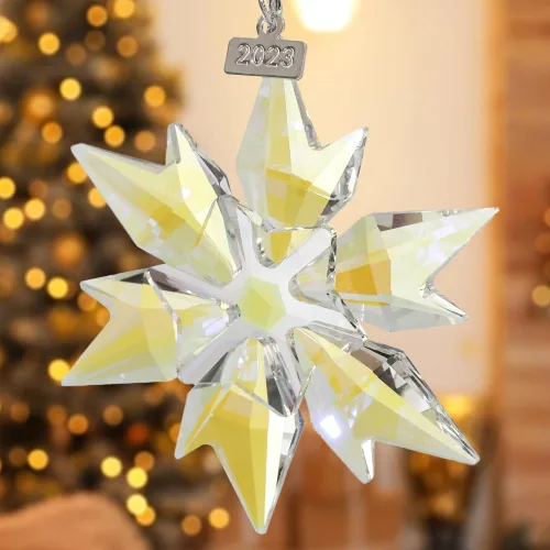 Miniatura 7 de Adorno de árbol de Navidad de edición Maxistal 2024, copo de nieve de cristal con estrella, adorno para árbol de Navidad, decoración para el hogar