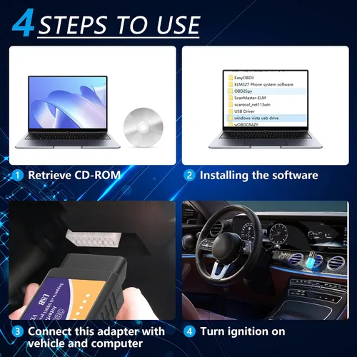 Miniatura 4 de CERRXIAN ELM327 OBD2 Adaptador USB OBD2 a USB Adaptador de escáner OBDII Cable de diagnóstico OBDii Escáner Lector de Código Auto Auto Herramienta
