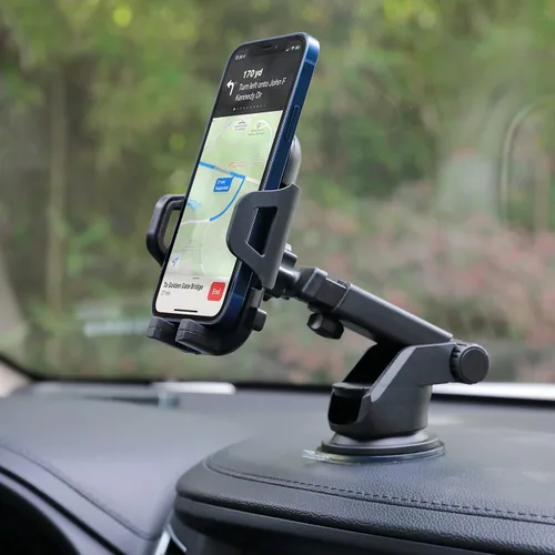 Miniatura 4 de LAX Gadgets Soporte de teléfono para automóvil, negro, compatible con iPhone 13, 12, 11, Samsung Galaxy S20, S10, Note10, dispositivos