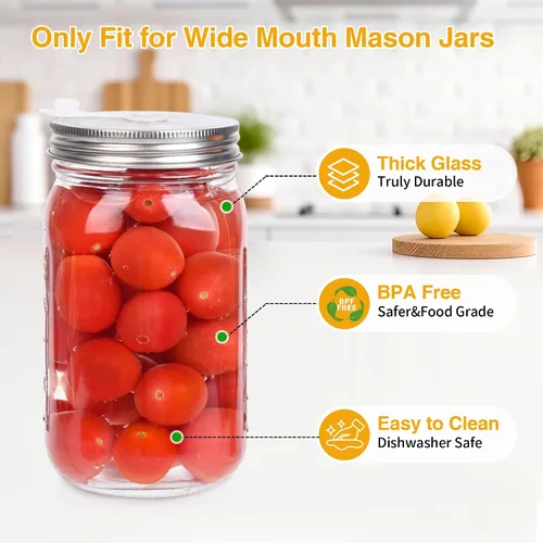 Miniatura 5 de Kit de fermentación de tarros Mason de 32 onzas, chucrut/decapado con 2 tarros de fermentación, 2 tapas de fermentación, 2 pesos de fermentación