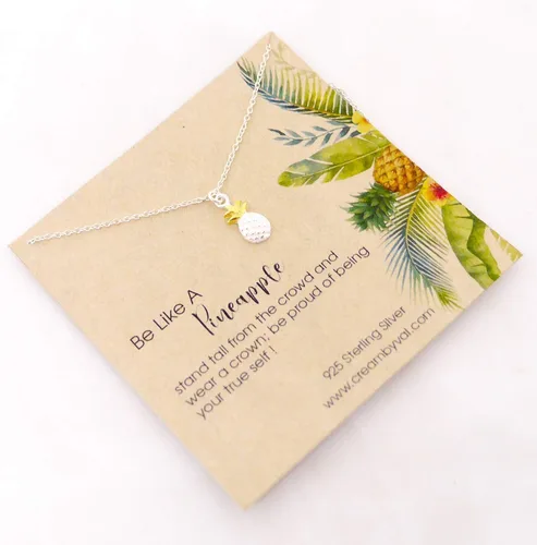 Miniatura 3 de Be Like A Pineapple Necklace – Sterling Silver 18'' – Motivational Gift for Women, Teens, Daughters – Stand Tall, Be Sweet, Wear Your Crown – Dainty