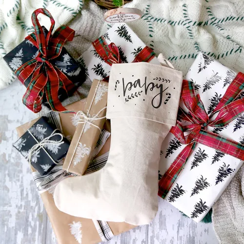 Miniatura 2 de The Cotton & Canvas Co. calcetín de Navidad para regalos, bolsa de regalo y decoraciones navideñas