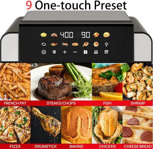 Miniatura 3 de Combo de horno tostador con freidora de aire de 16 cuartos con revestimiento de cerámica sin PFAS y ventana de visión, horno de convección XL 9