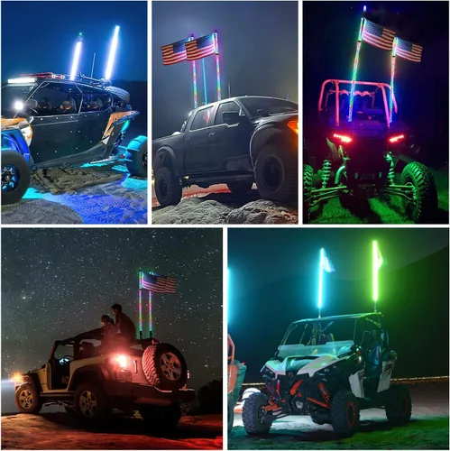 Miniatura 7 de Nilight 2 luces LED RGB en espiral de 3 pies con luz RGB de persecución/baile RF, control remoto de antena iluminada para Can-am ATV UTV RZR Polaris