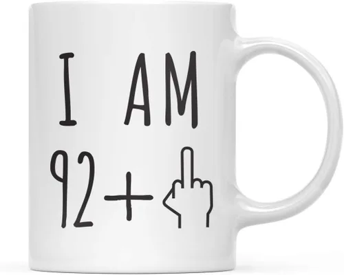 Miniatura 17 de Andaz Press Divertida taza de café de 11 onzas, regalo de broma de cumpleaños, I Am 49 + 1 dedo medio, 1 paquete, ideas de regalo de cumpleaños 50