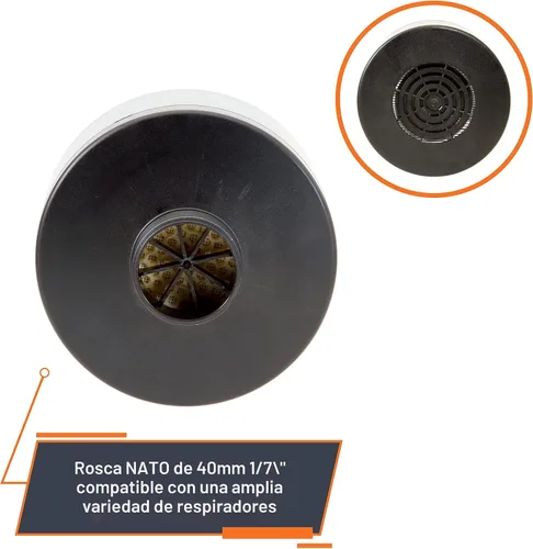 Miniatura 4 de MIRA Safety - NBC-77 SOF - Filtro único de máscara de gas de 40 mm - Filtros especiales combinados de respirador CBRN - Tamaño estándar OTAN