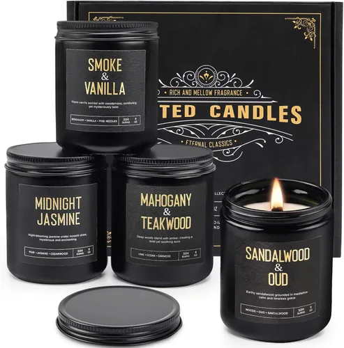 Miniatura 9 de Paquete de 4 velas perfumadas para el hogar: velas de soja para mujeres, juego de velas de aromaterapia de hasta 200 horas, juego de velas en tarro