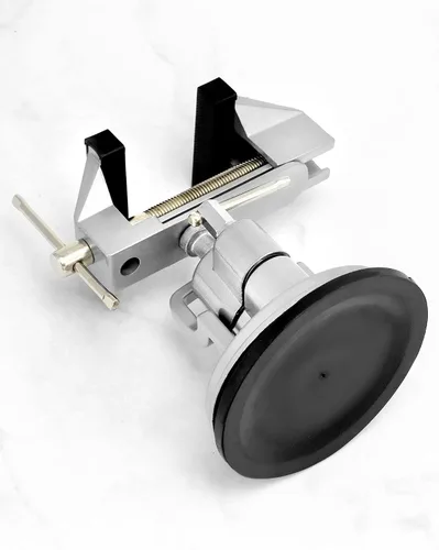 Miniatura 4 de QWORK Tornillo de base de vacío portátil con rotación multiángulo, tornillo de pivote de 3.15 pulgadas de ancho de mandíbula tornillo de banco