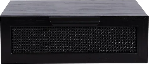 Miniatura 8 de Kate and Laurel Ori Modern Cane - Mesa auxiliar flotante de bastón, 18 x 13 x 6 pulgadas, color negro, estante de pared de ratán montado con cajón