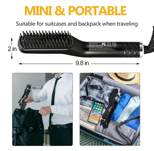 Miniatura 5 de Alisador de barba para hombres, cepillo térmico de alta calidad con función antiquemaduras, peine alisador de barba, regalo único para el día