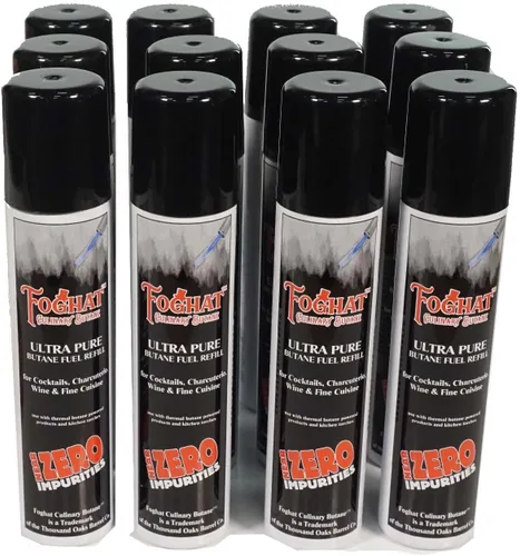 Foghat - Recambio de combustible de butano culinario (paquete de 12 x 2.0 fl oz), recipiente de repuesto de butano para encendedor de antorchas, se