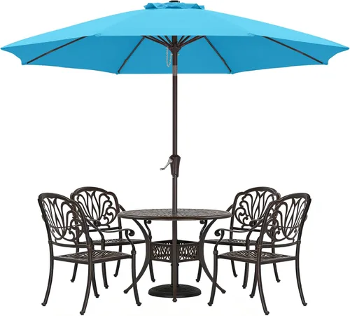 ABCCANOPY Sombrilla de patio al aire libre de 9 pies, sombrilla de mesa de 8 varillas con manivela para una fácil instalación, adecuada para jardín,
