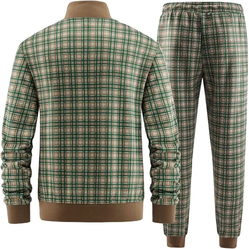 Miniatura 2 de W JIANWANG Conjunto deportivo de manga larga con cremallera completa para hombre, conjuntos de pantalones y chaquetas activas de 2 piezas