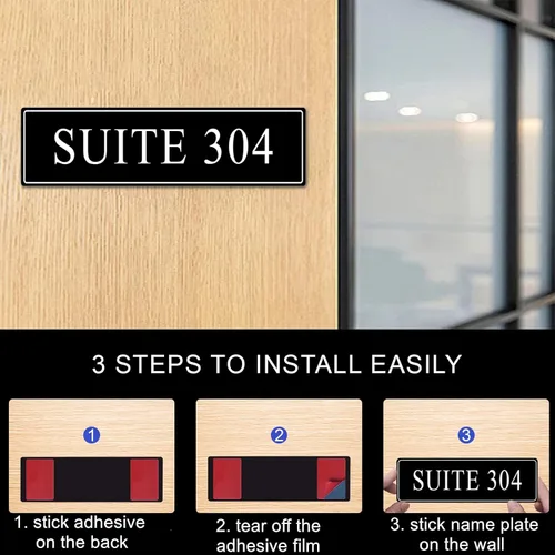 Miniatura 3 de Placa de identificación grabada para oficina, elegante y personalizada para letrero de puerta o pared, placa de nombre de puerta con adhesivo