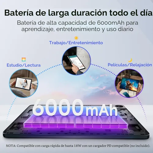 Miniatura 4 de TCL Tableta Android TAB 10 Gen 4, pantalla FHD IPS de 10.1 pulgadas, CPU Octa-Core, 12 GB de RAM (4 GB+8 GB), 128 GB de almacenamiento, batería