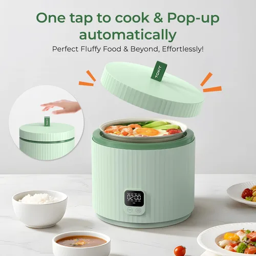 Miniatura 2 de TOKIT Olla Arrocera Pequeña 3 Tazas Sin Cocinar/6 Tazas Cocidas, Olla Arrocera Mini Moderna Multifuncional con Temporizador de 24 H y Calentador